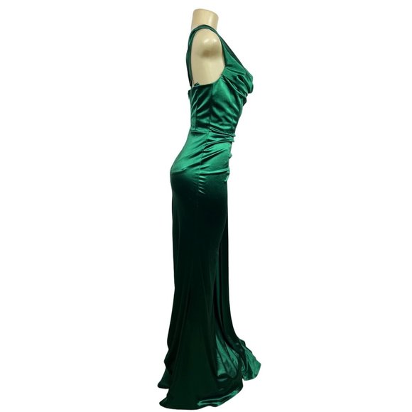 Moda Glam Women’s Green Long Evening Haltered Dress Sz 10 - Picture 5 of 10